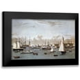 thumbnail image 1 of Currier and Ives 18x13 Black Modern Framed Museum Art Print Titled - Yacht Squadron - Newport, 1 of 5