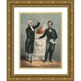 thumbnail image 1 of Currier and Ives 25x32 Gold Ornate Wood Framed with Double Matting Museum Art Print Titled - Washington and Lincoln, 1 of 4