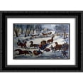 thumbnail image 1 of Currier and Ives 2x Matted 24x18 Black Ornate Framed Art Print 'A Spill Out' on the Snow ', 1 of 2