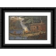 thumbnail image 1 of Currier and Ives 2x Matted 24x18 Black Ornate Framed Art Print 'The Hunters Shanty ', 1 of 2
