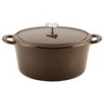 Curry Cast Iron Enamel Casserole Dish/ Casserole Pan / Dutch Oven with Lid 6 Quart, Brown
