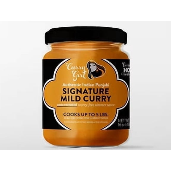 Curry Girl Signature Curry Sauce, Hot, 16 oz  Authentic Indian Simmer Sauce, Serves Up to 5 lbs Protein, All Natural, Gluten-Free, Vegan