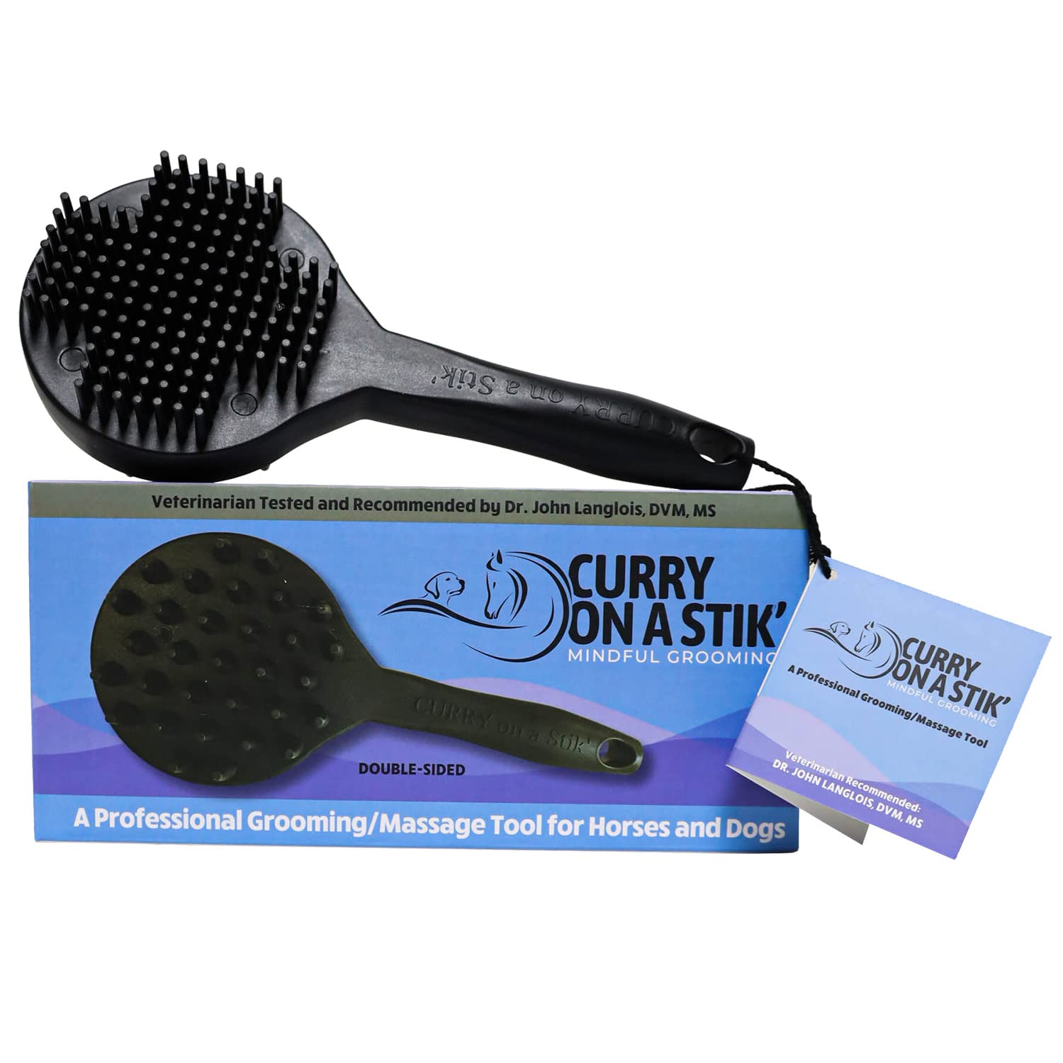 Curry on a Stik' Dog Brush for Shedding, Grooming, Bathing