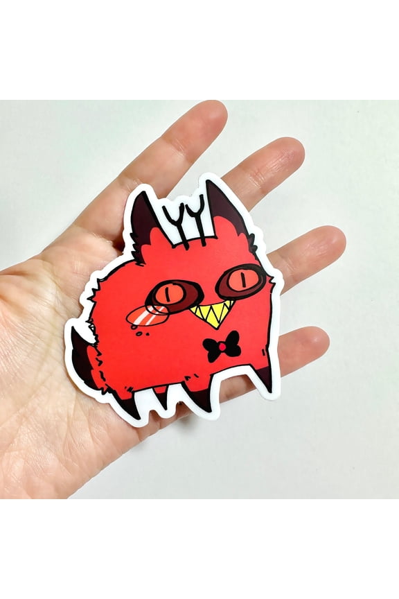 Cursed Cat Alastor and Vox keychain - Vinyl matte keychain for laptops, water bottles, cars (1 keychain)