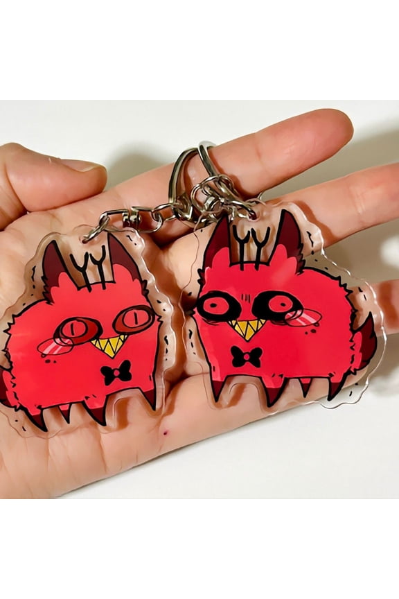 Cursed Cat Radio Demon Acrylic Keychain Cute Chibi Fan Art Bag Charm, random 1 pack