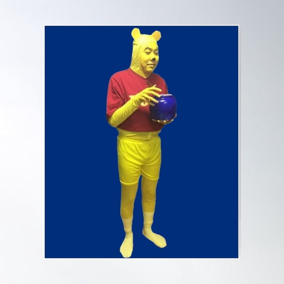 Cursed Image Of Asian Guy In Bear Costume With Honey Pot Poster Wall Art, Modern Wall Decor For Living Room Bedroom, 24x36 UNFRAMED