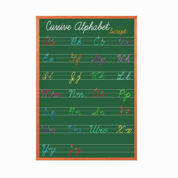 Cursive Alphabet Poster for classroom wall Handwritin Cursive with line for Elementary Homeschool Decor and Teacher Supplies, Bulletin Board Display