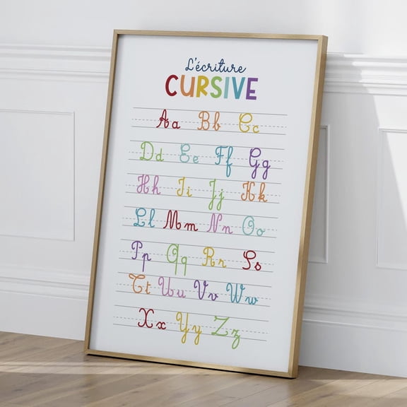 Cursive And Print Alphabet Posters, Colorful Educational Art, Unframed Paper Poster 8x10in