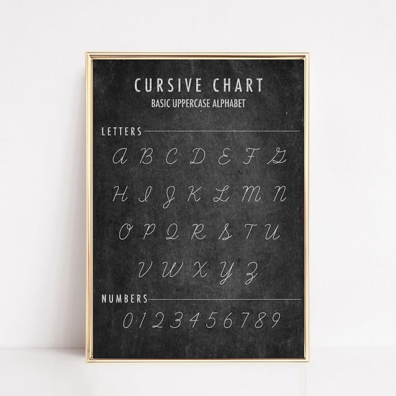 Cursive Chart Print, Cursive Alphabet Poster, Alphabet Print, Homeschool Decor, Homeschool Print, UNFRAMED PAPER POSTER, Home Decor, Vintage Gift, Living Room Dercor