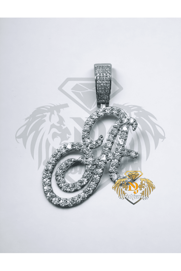 Cursive English Letter A Pendant Solid 925 Sterling Silver