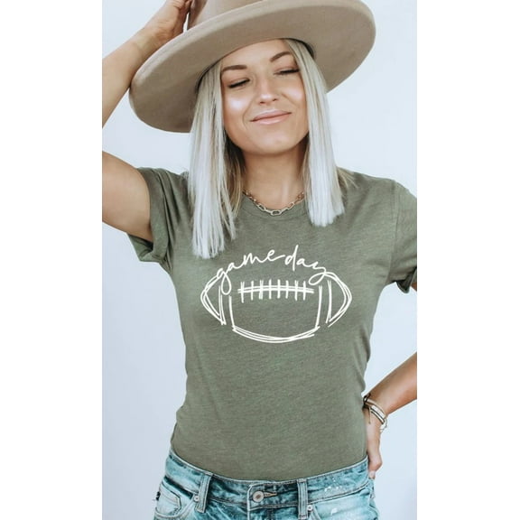 Cursive Football Game Day Graphic Tee T-Shirt