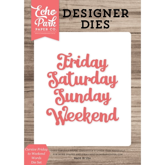 Cursive Friday to Weekend Words Die SeMedium Die Set