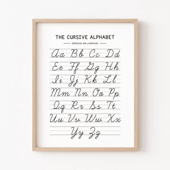 Cursive Handwriting Chart, Homeschool Learning Tools, Alphabet Poster, Handwriting, Printable Cursive Chart, Educational Posters, Unframed Paper Poster 16x20in