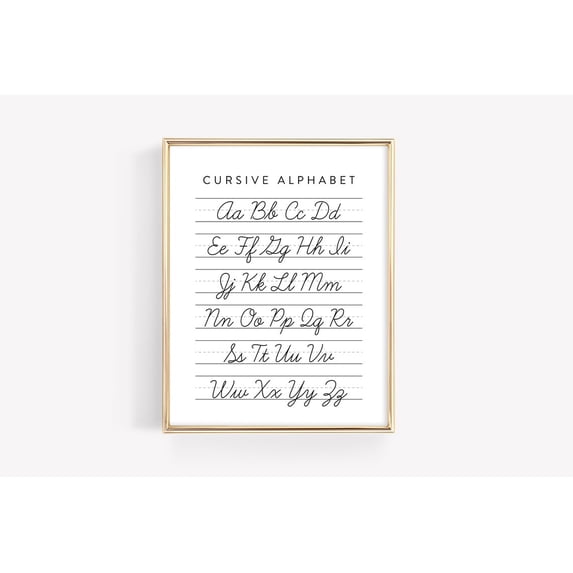 Cursive Handwriting Poster Alphabet Chart Montessori Learning Art Print ...