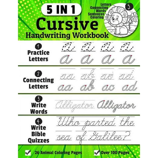 Cursive Handwriting Workbook : 5-in-1 Cursive Handwriting Practice ...