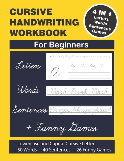 Cursive Handwriting Workbook : Cursive Handwriting. 4 in 1 Practicing ...