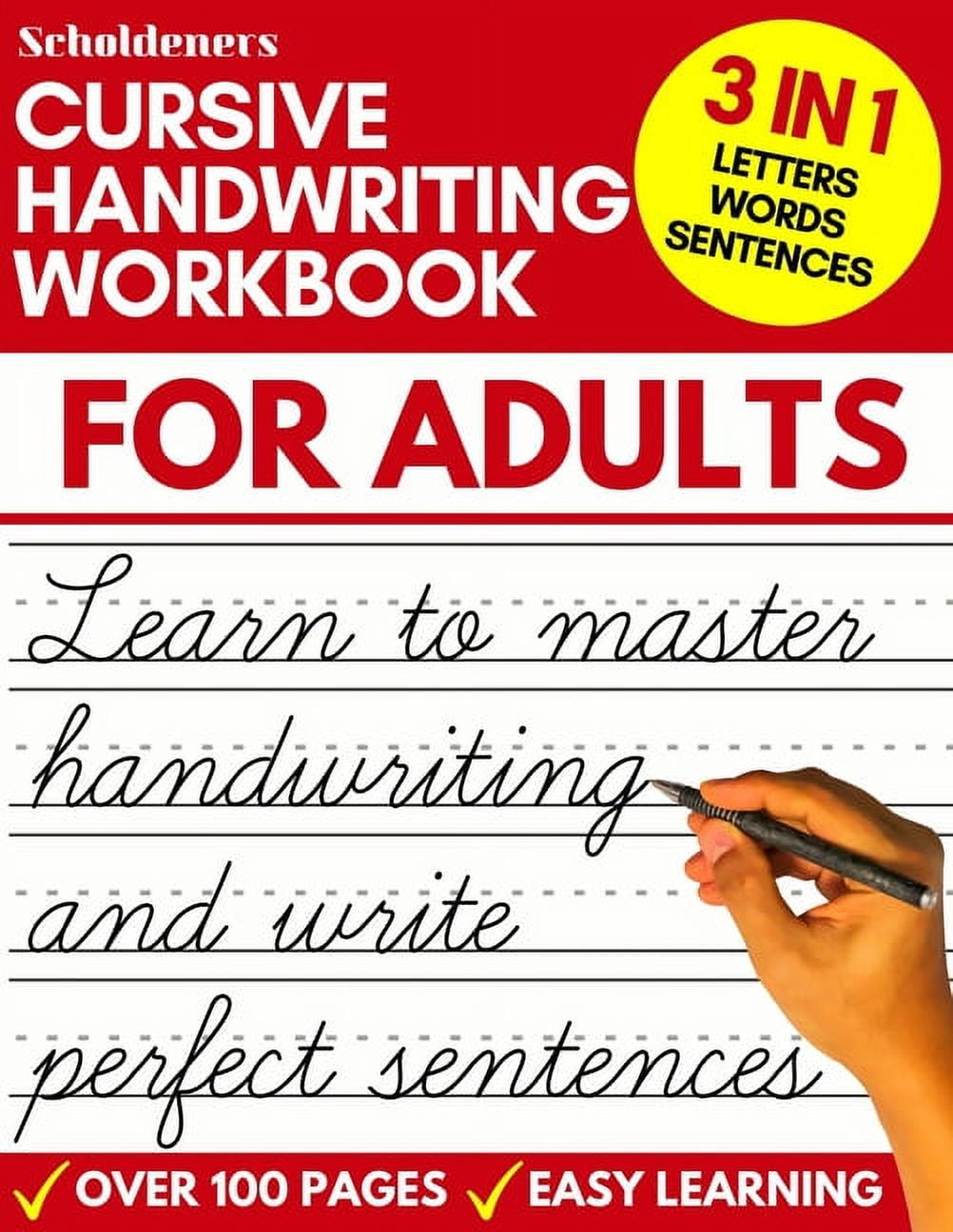 Cursive handwriting workbook for adults learn cursive writing for