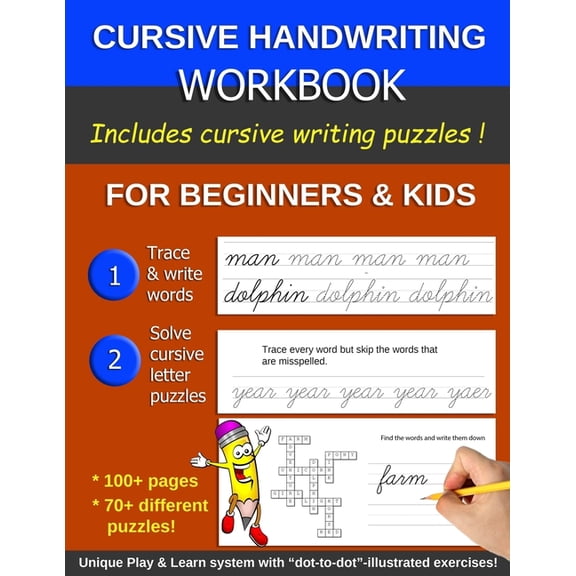 Cursive Handwriting Workbook for Beginners & Kids: With Cursive Handwriting Puzzles! Have fun whilst learning and practi, (Paperback)