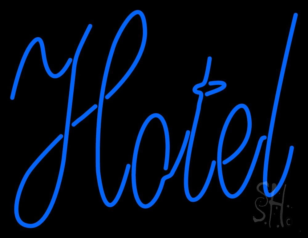 Cursive Hotel LED Neon Sign 24 x 31 - inches, Black Square Cut Acrylic ...