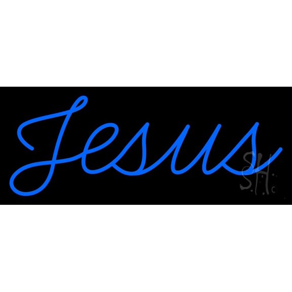 Cursive Jesus LED Neon Sign 10" Tall x 24" Wide - inches Black Square Cut Acrylic Backing, with Dimmer - Premium built indoor Sign for Home dcor, Event, Religious place, Store interior, Office.