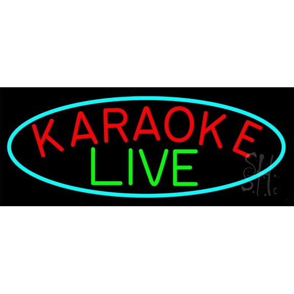 Cursive Karaoke Live LED Neon Sign 10" Tall x 24" Wide - inches Black Square Cut Acrylic Backing, with Dimmer - Premium built indoor Sign for Studio, Club, Home dcor, Event, Workshop, Storefront.