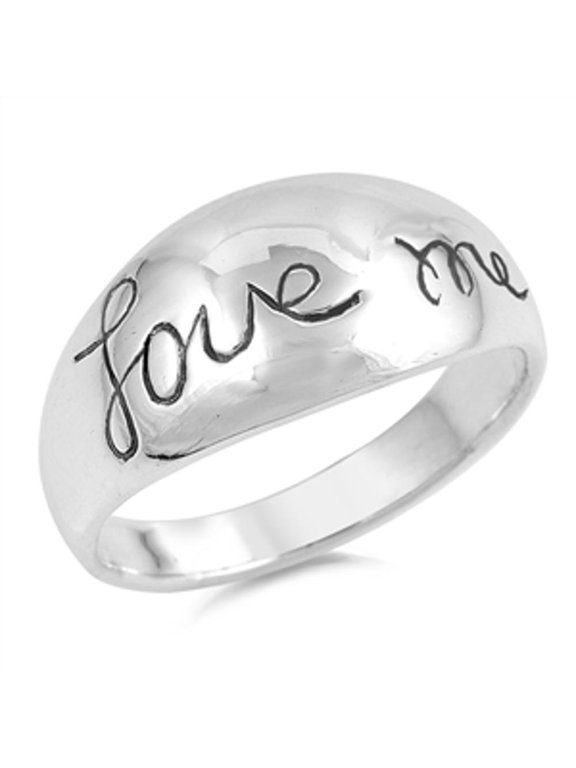 Cursive Love Me Word Script Promise Ring 925 Sterling Silver Band Jewelry Female Male Unisex Size 5