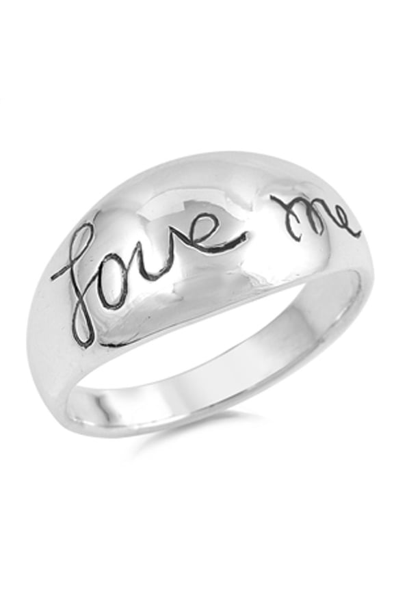 Cursive Love Me Word Script Promise Ring 925 Sterling Silver Band Jewelry Female Male Unisex Size 9
