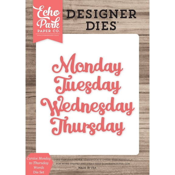 Cursive Monday to Thursday Words Medium Die Set