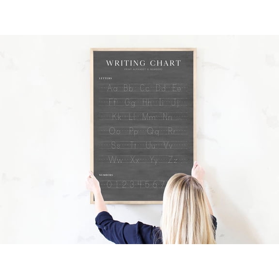 Cursive Print Writing Chart Wall Art Print, Unframed Paper Poster 16x20in