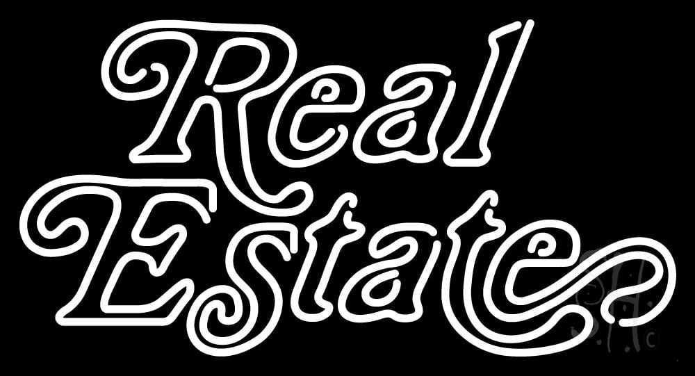 Cursive Real Estate LED Neon Sign 13 x 24 - inches, Black Square Cut ...