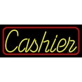thumbnail image 1 of Cursive Red Cashier LED Neon Sign 10 x 24 - inches, Clear Edge Cut Acrylic Backing, with Dimmer - Bright and Premium built indoor LED Neon Sign for Bar decor., 1 of 7