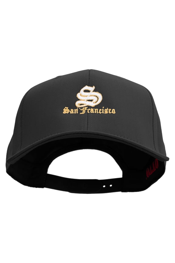 Cursive San Fransico Sign Embroidered Solid Cotton Twill Prostyle Cap - Black OSFM