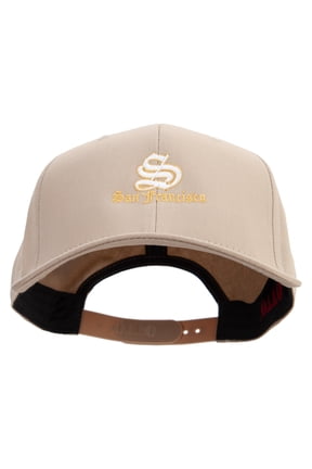 Cursive San Fransico Sign Embroidered Solid Cotton Twill Prostyle Cap - Khaki OSFM