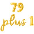 thumbnail image 1 of Cursive Script Letter Balloons - 79 PLUS 1 16" Inch Alphabet Letters Foil Mylar Balloon 80th Birthday Party Banner (Gold), 1 of 5