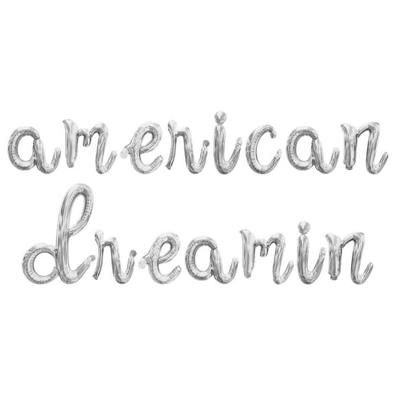Cursive Script Letter Balloons - AMERICAN DREAMIN 16" Inch Alphabet Letters Foil Mylar Balloon July 4th Party Banner (Silver)