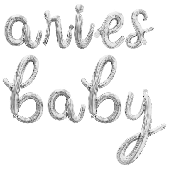 Cursive Script Letter Balloons - ARIES BABY 16" Inch Alphabet Letters Foil Mylar Balloon Birthday Party Banner (Silver)