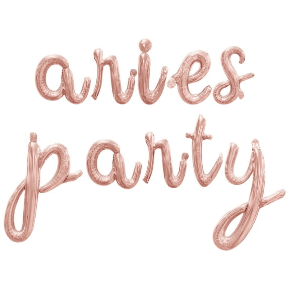 Cursive Script Letter Balloons - ARIES PARTY 16" Inch Alphabet Letters Foil Mylar Balloon Aries Birthday Party Banner (Rose Gold)