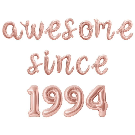 Cursive Script Letter Balloons - AWESOME SINCE 1994 16" Inch Alphabet Letters Foil Mylar Balloon Birthday Party Banner (Rose Gold)