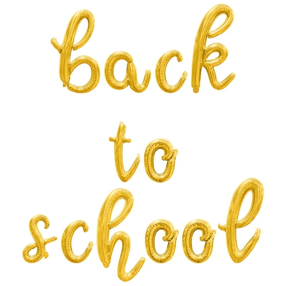 Cursive Script Letter Balloons - BACK TO SCHOOL 16" Inch Alphabet Letters Foil Mylar Balloon Classroom Comeback Party Banner (Gold)