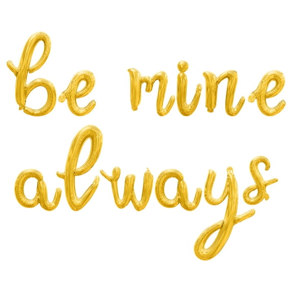 Cursive Script Letter Balloons - BE MINE ALWAYS 16" Inch Alphabet Letters Foil Mylar Balloon Valentines Day Party Banner (Gold)