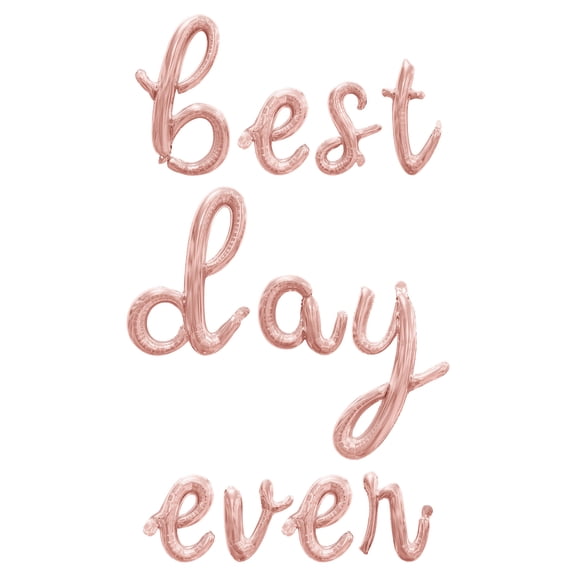 Cursive Script Letter Balloons - BEST DAY EVER 16" Inch Alphabet Letters Foil Mylar Balloon Engagement or Bachelorette Party Banner (Rose Gold)