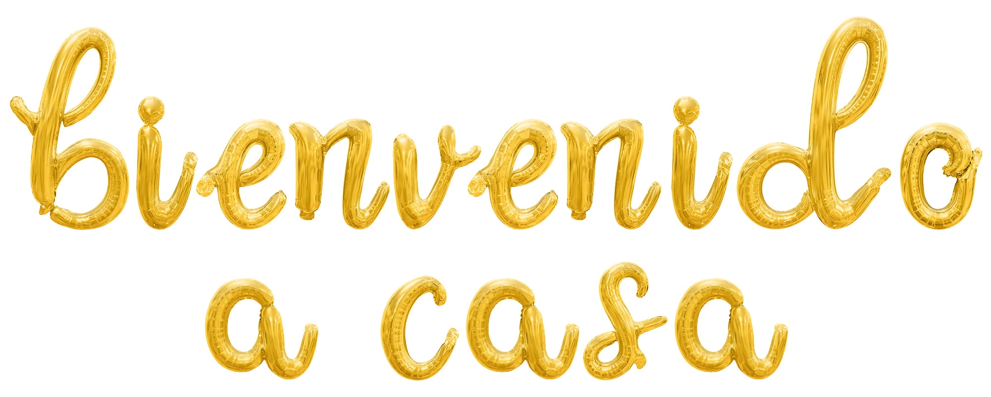 Cursive Script Letter Balloons - BIENVENIDO A CASA 16" Inch Alphabet Letters Foil Mylar Balloon Welcome Home Party Banner (Gold)