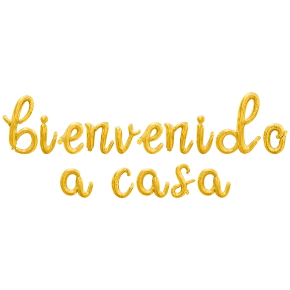 Cursive Script Letter Balloons - BIENVENIDO A CASA 16" Inch Alphabet Letters Foil Mylar Balloon Welcome Home Party Banner (Gold)