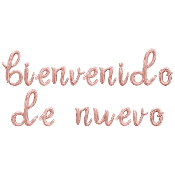Cursive Script Letter Balloons - BIENVENIDO DE NUEVO 16" Inch Alphabet Letters Foil Mylar Balloon Welcome Back Party Banner (Rose Gold)