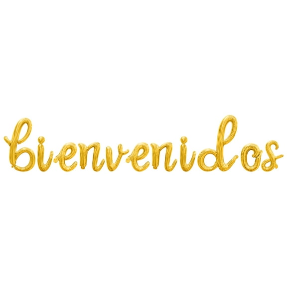 Cursive Script Letter Balloons - BIENVENIDOS 16" Inch Alphabet Letters Foil Mylar Balloon Welcome Party Banner (Gold)