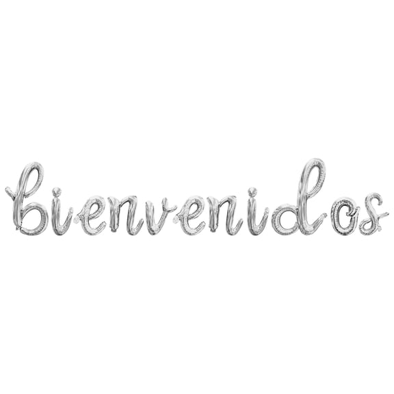 Cursive Script Letter Balloons - BIENVENIDOS 16" Inch Alphabet Letters Foil Mylar Balloon Welcome Party Banner (Silver)