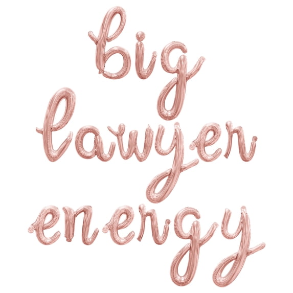 Cursive Script Letter Balloons - BIG LAWYER ENERGY 16" Inch Alphabet Letters Foil Mylar Balloon Law School Graduation Party Banner (Rose Gold)