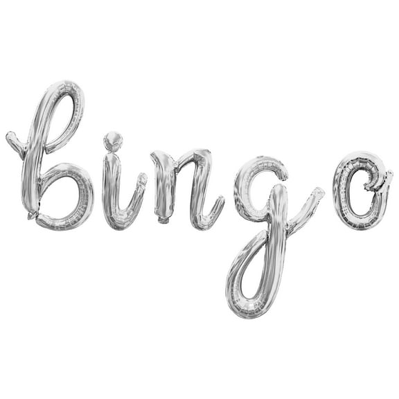 Cursive Script Letter Balloons - BINGO 16" Inch Alphabet Letters Foil Mylar Balloon Number Lotto Party Banner (Silver)