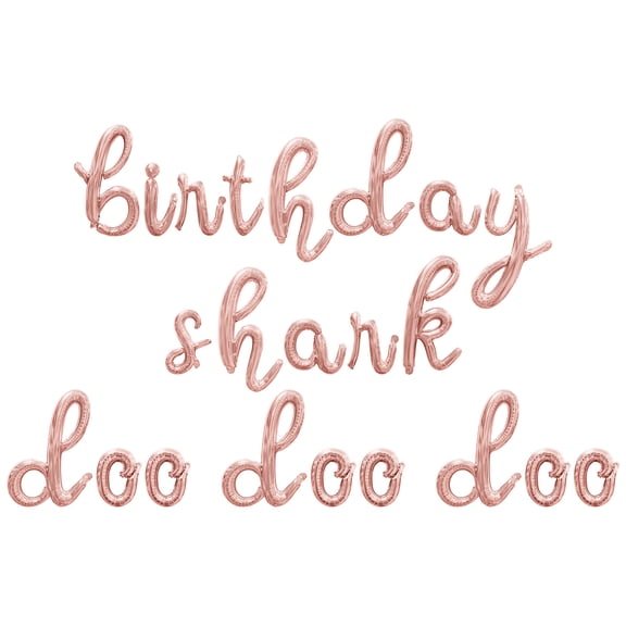Cursive Script Letter Balloons - BIRTHDAY SHARK DOO DOO DOO 16" Inch Alphabet Letters Foil Mylar Balloon Birthday Party Banner (Rose Gold)