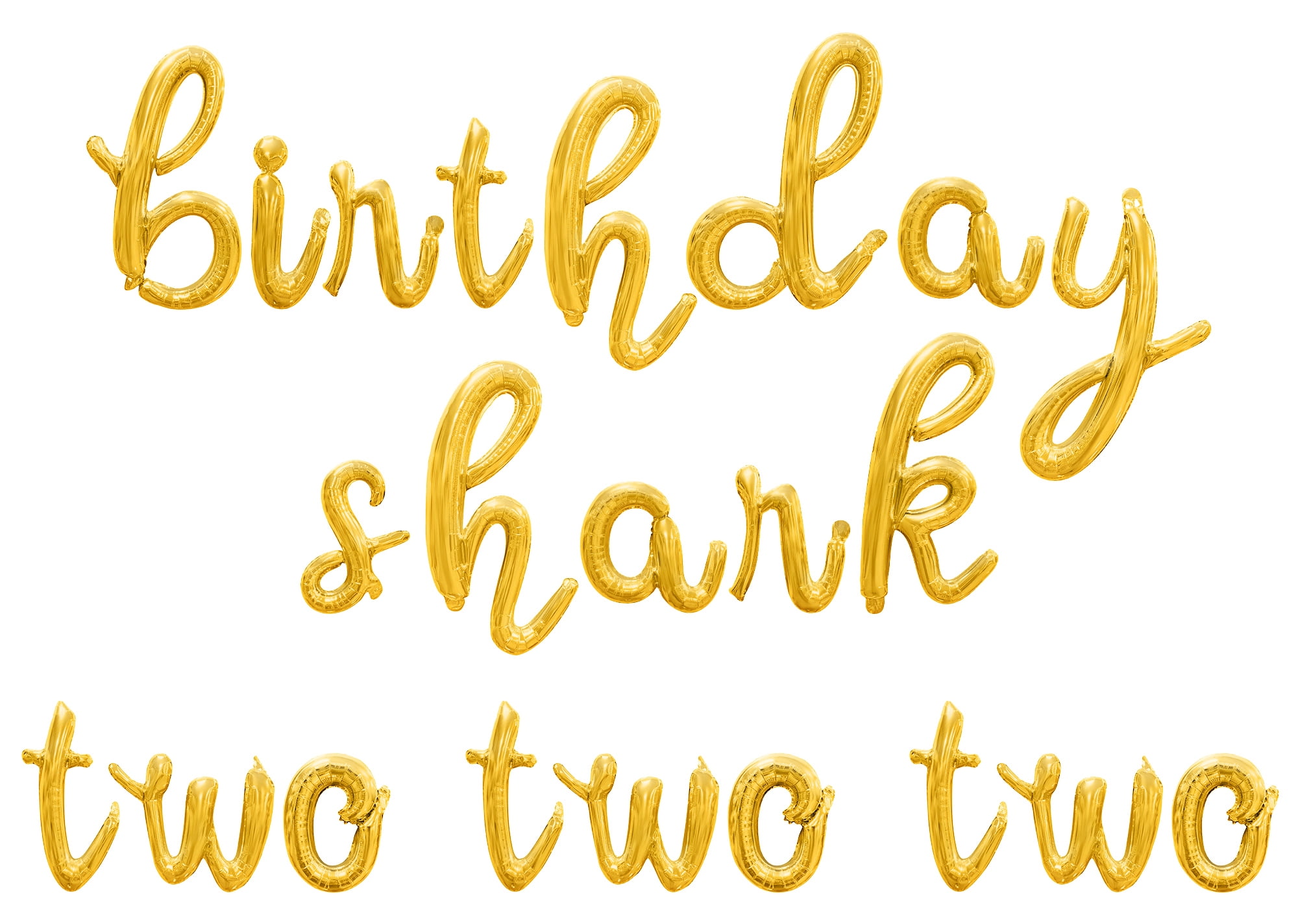 Cursive Script Letter Balloons - BIRTHDAY SHARK TWO TWO TWO 16" Inch Alphabet Letters Foil Mylar Balloon 2nd Birthday Party Banner (Gold)